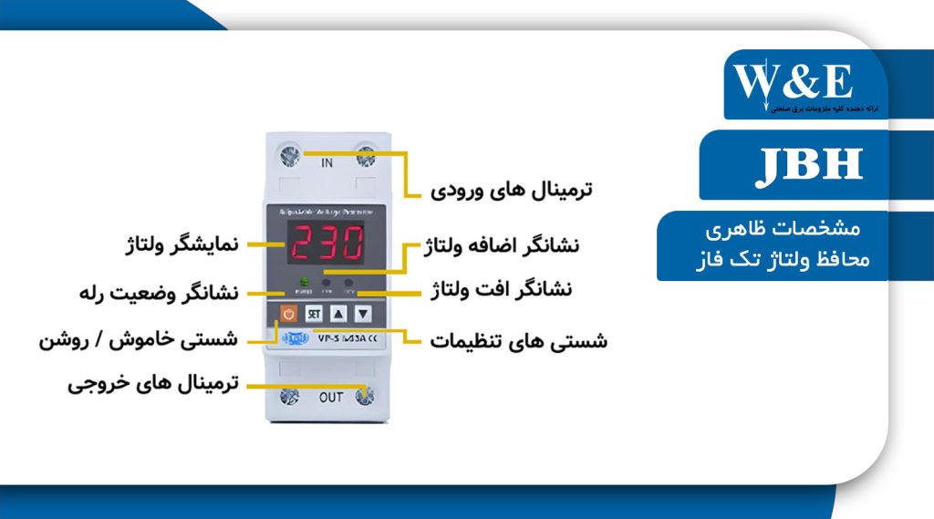 کنترل پنل ساده محافظ ولتاژ جریان تکفاز 63 آمپر JBH