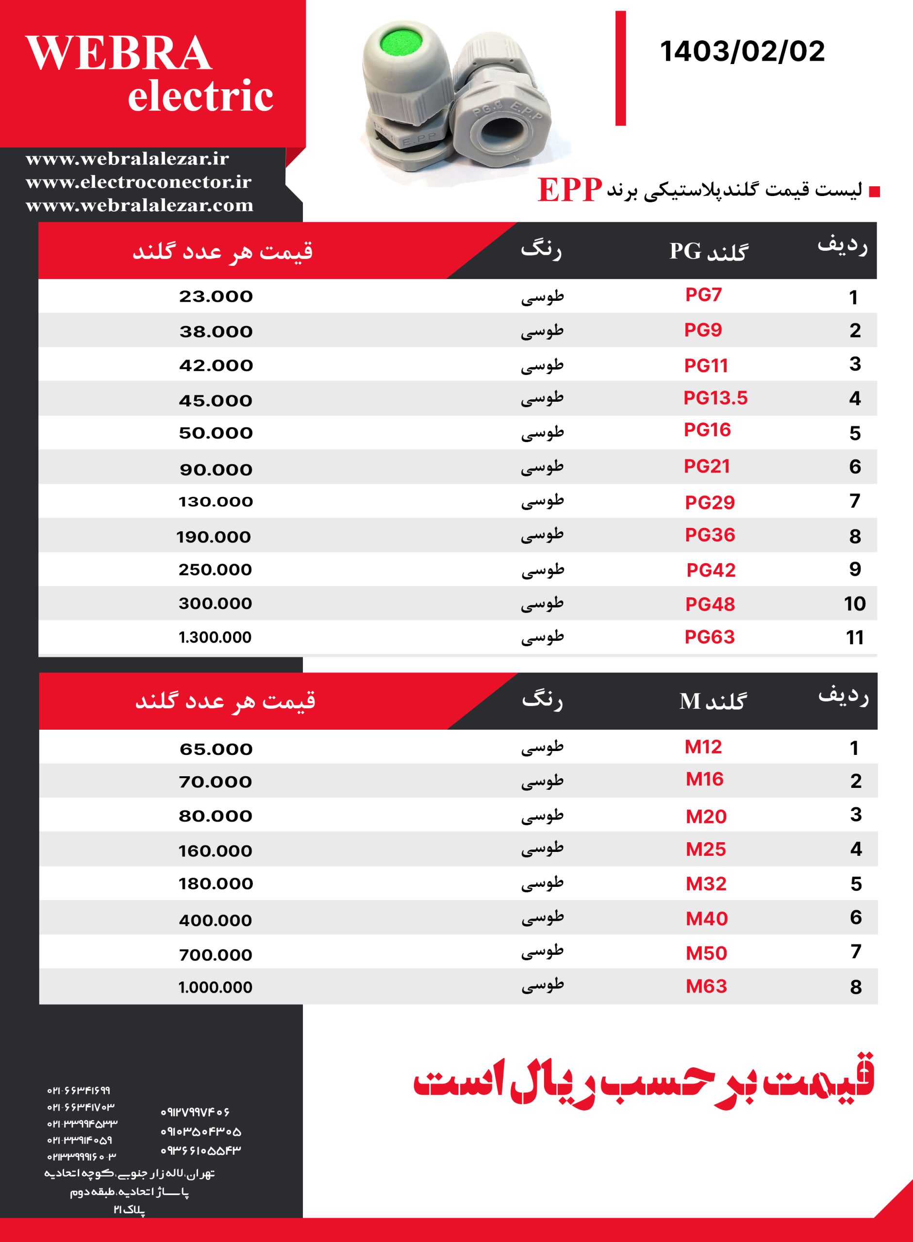 لیست قیمت گلند پلاستیکی