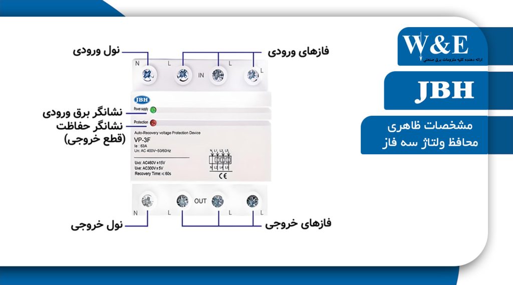 مشخصات محافظ ولتاژ سه فاز 63 آمپر فیکس JBH