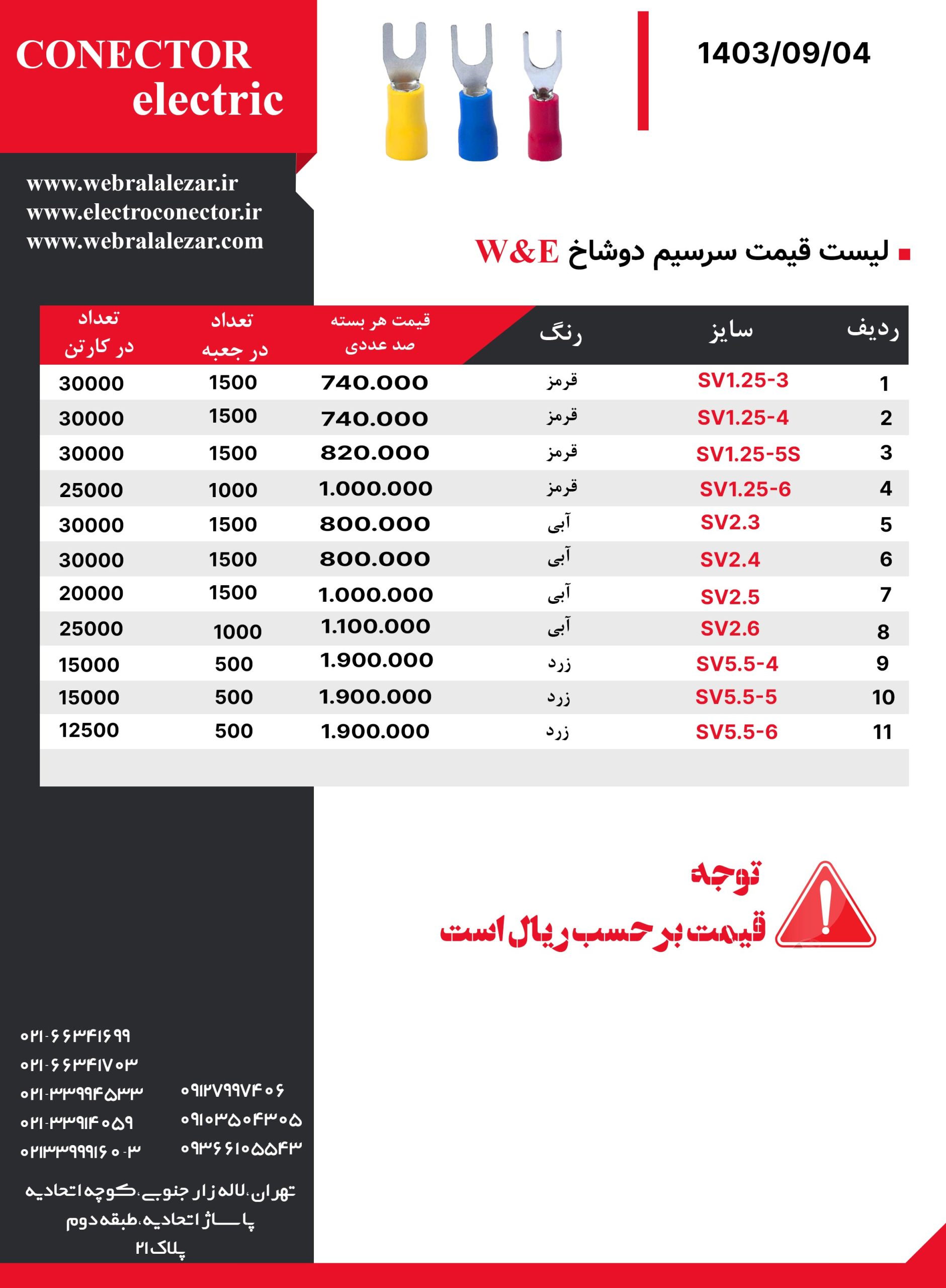 لیست-قیمت-سرسیم-دوشاخ-کانکتور